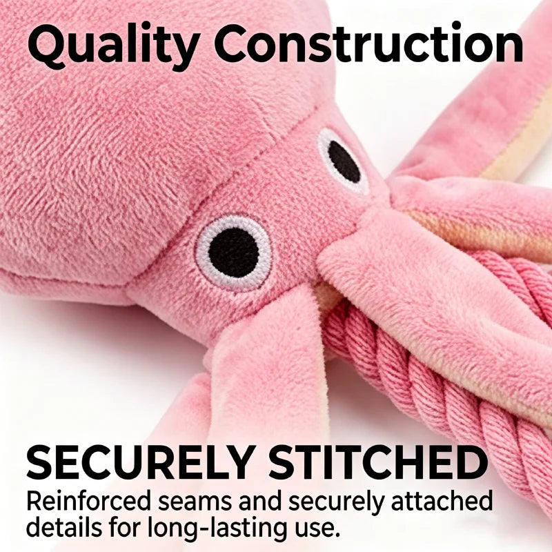 Squeaky Octopus Dog Toy | Cotton Rope Chew Toy for Puppies Interactive Dog Toy Peaceful Pleasures Health and Wellness