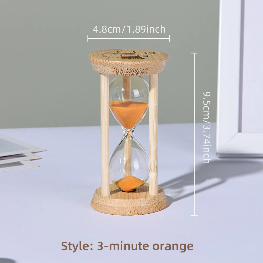 1PCS 3/5/10/15/30 Minutes Wooden Hourglass Timer Home Living Room Desktop Decoration Children Birthday Gift Portable Sand Clock Peaceful Pleasures Health and Wellness 3 Min-Orange