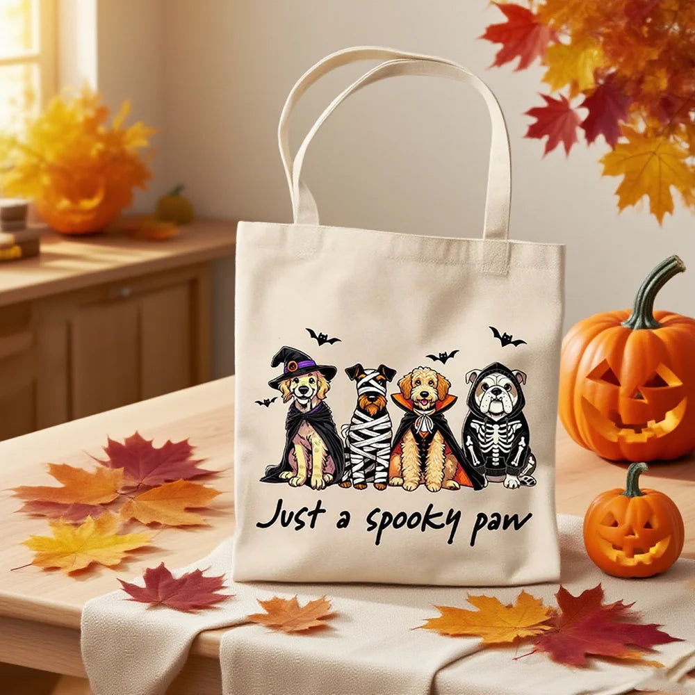 Halloween Dog Canvas Tote Bag | Just A Spooky Paw Gift