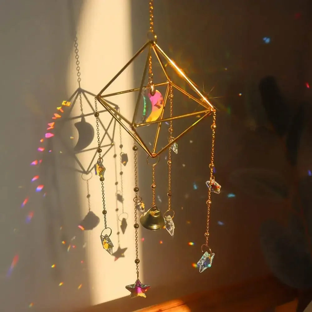 1 Piece, Colorful Metal Rainbow Star Moon Wind Chimes, Sun Catcher Outdoor Window Home Decoration Garden Car Pendant Peaceful Pleasures Health and Wellness
