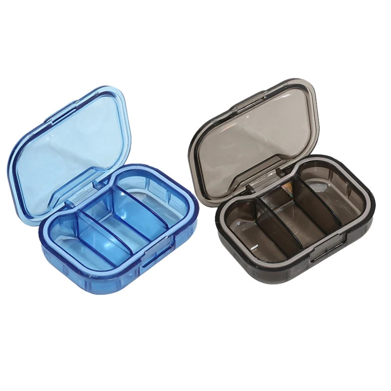 1/2/3Pcs Mini Medicine Pills Box Drug Storage Box Pills Dispenser Pill Organizer Tablet Pillbox Case Container Portable Peaceful Pleasures Health and Wellness 1xBlue 1xGrey