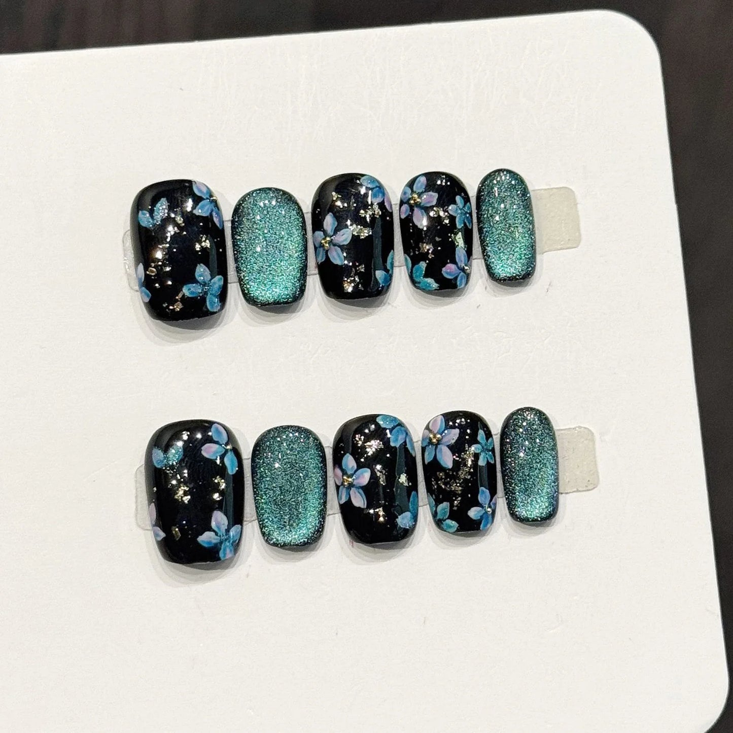 10pcs Short Handmade Sweet Punk Style Press on Nails Hand-Painted Embossed Stars Fake Nails Decor Wearable Ins False Nails Tips Peaceful Pleasures Health and Wellness L