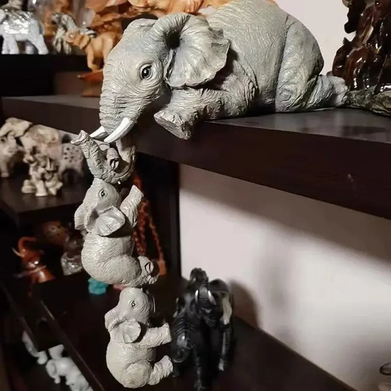 Elephant Resin Ornaments Exquisite Stone Elephant Statues Landscape Design Mini Living Room Garden Decorations Resin Handicrafts Peaceful Pleasures Health and Wellness