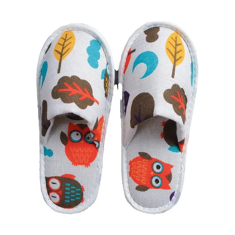 Kids Owl Disposable Slippers | Fluffy Closed Toe Boys & Girls