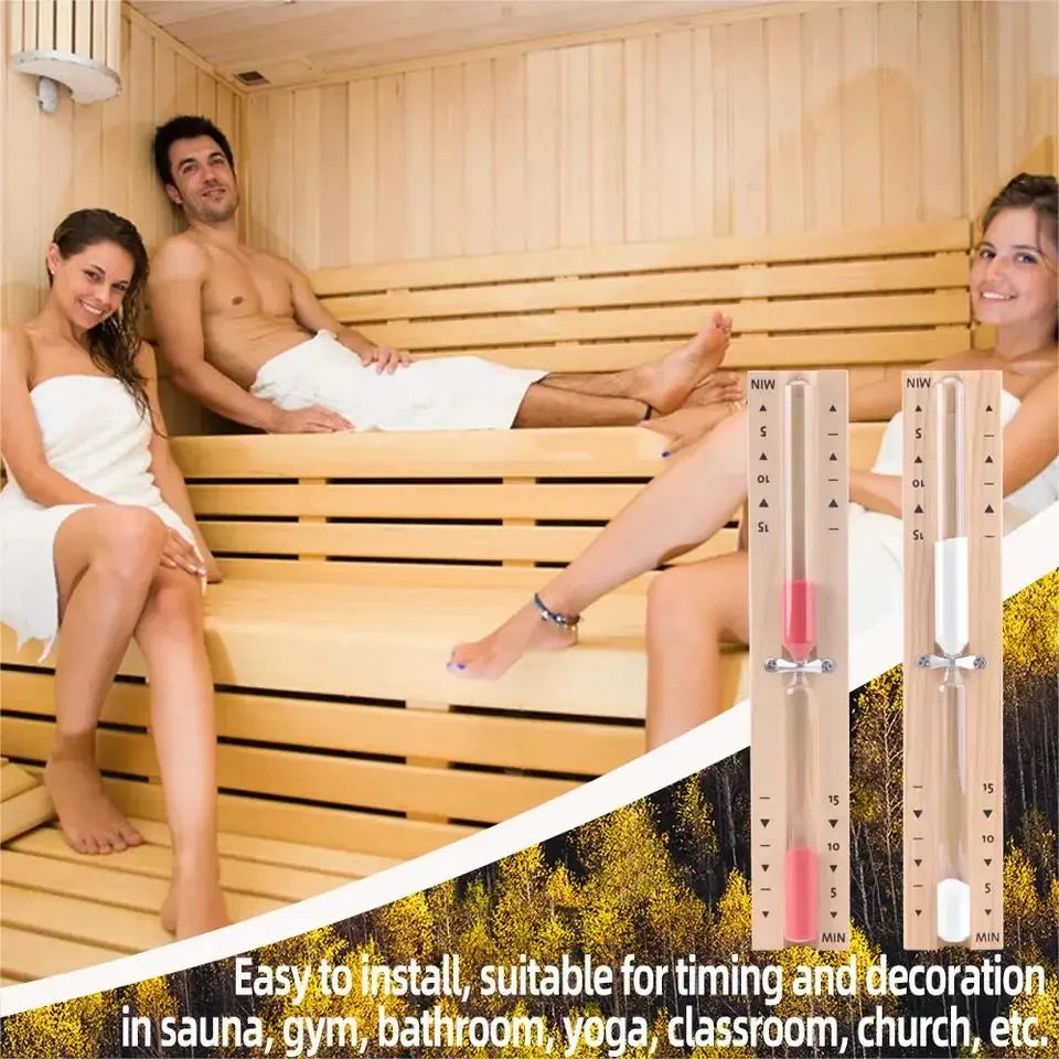15mins Wall-mounted Wooden Rotating Bathroom Shower Hourglass Sand Timer Explosion-Proof Glass Decor Peaceful Pleasures Health and Wellness