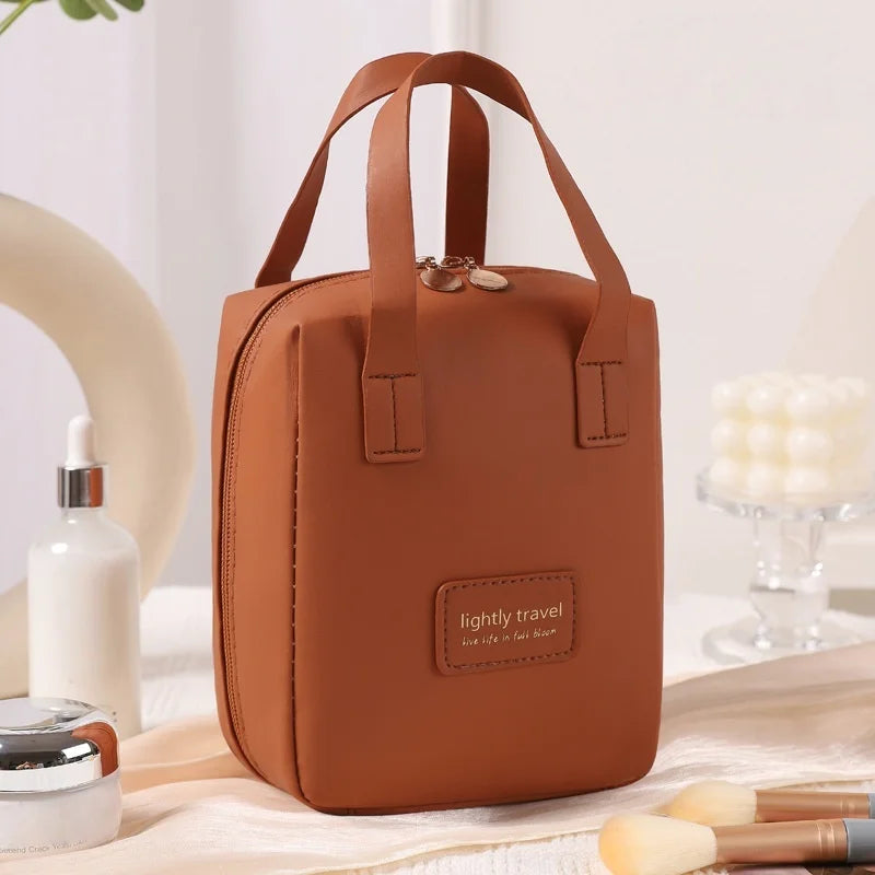 Large PU Leather Travel Makeup Bag – Wide-Open Cosmetic Organizer