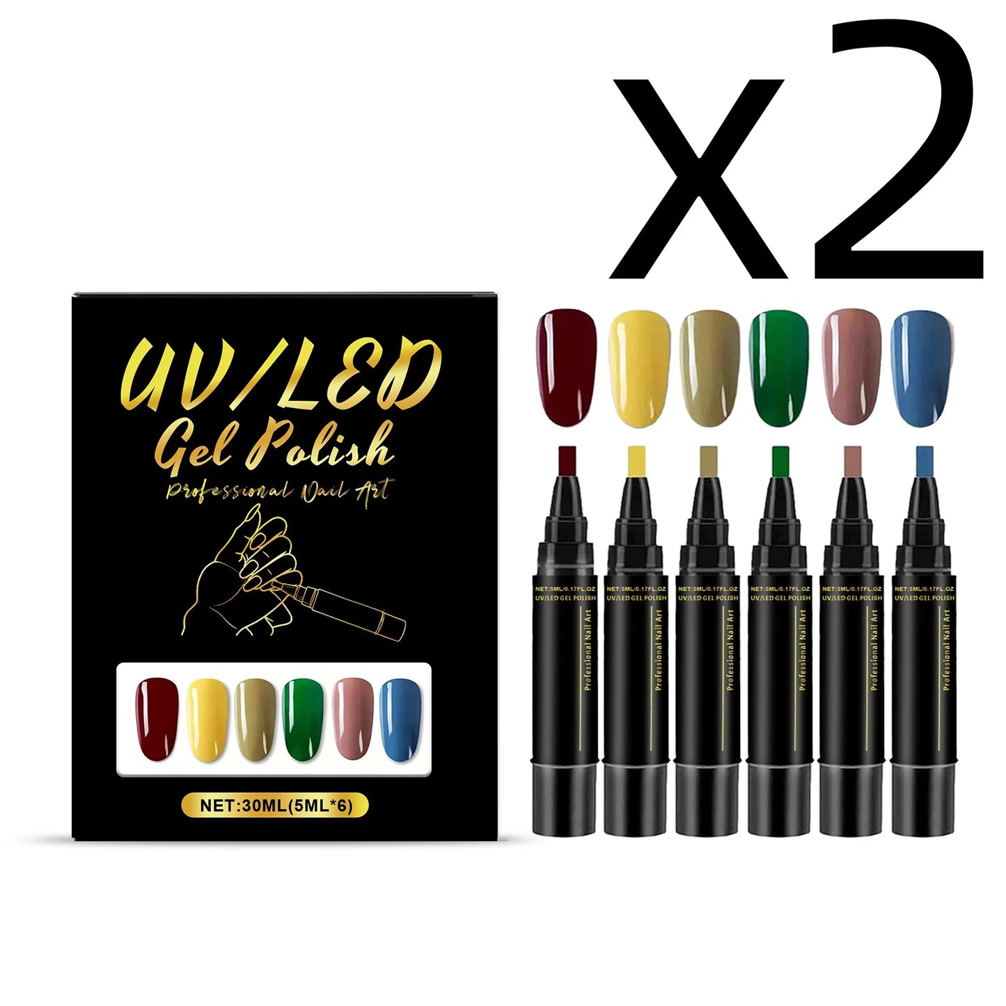 6 Color Nail Polish Pen Bright Color Smooth Drawing Quick Dry Long Wear Easy Grip Portable DIY Nail Creation Nail Art Pens Set Peaceful Pleasures Health and Wellness 6pcs Boxed X 2PCS