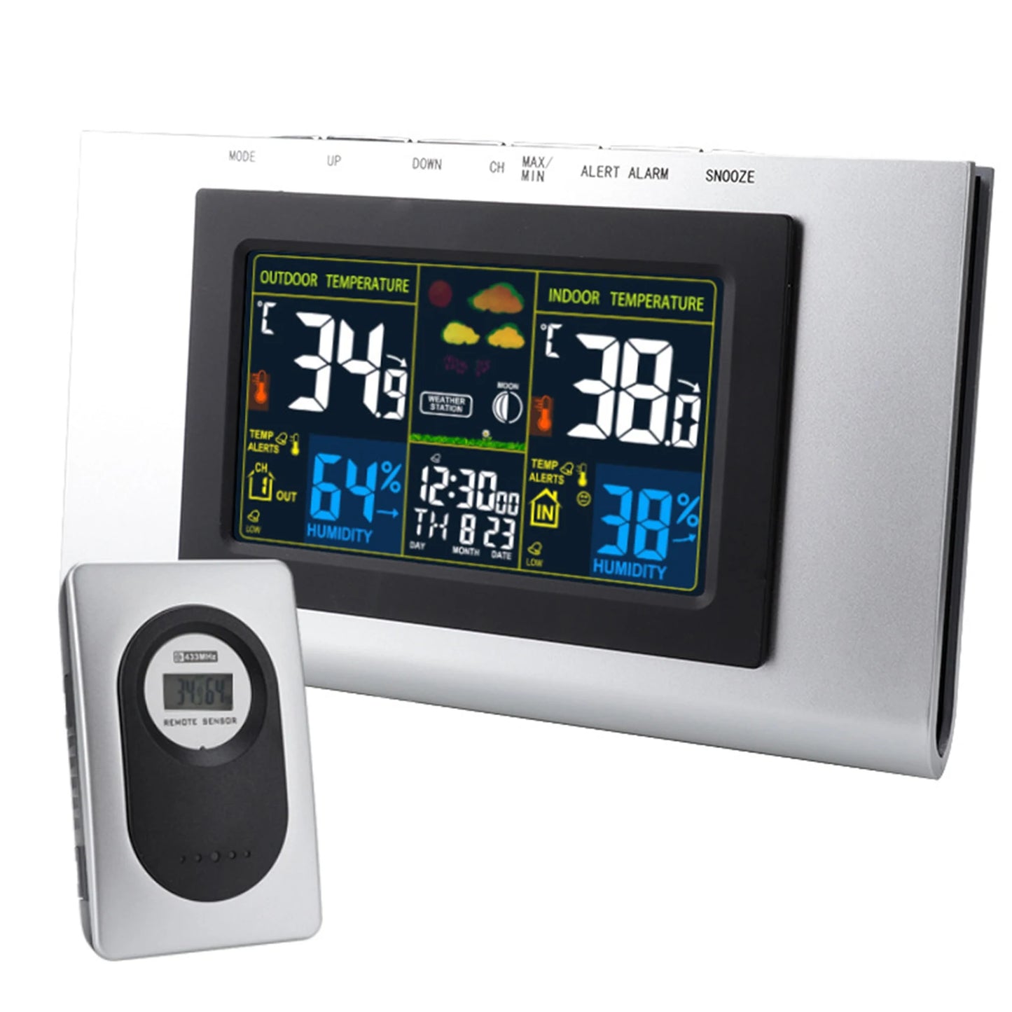 Digital Thermometer Hygrometer Dual Screen Weather Station Clock