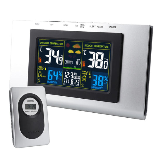 Digital Thermometer Hygrometer Dual Screen Weather Station Clock Weather Station Clock Peaceful Pleasures Health and Wellness Default Title