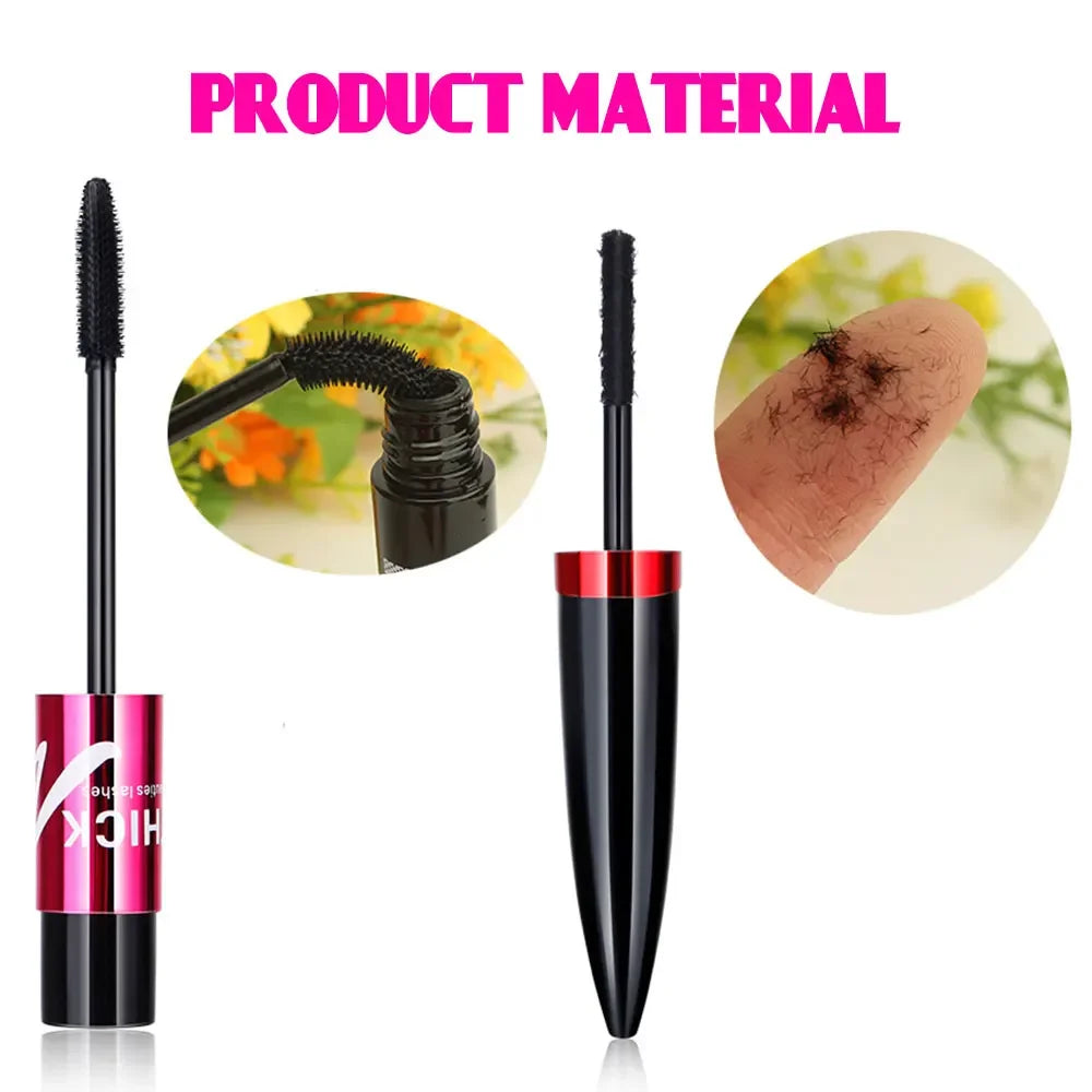 2 in 1 Waterproof Mascara 4d Silk Grafted Fiber Eyelash Lengthening Dense And Long Lasting No Halo Dye Long Beauty Makeup Set Peaceful Pleasures Health and Wellness