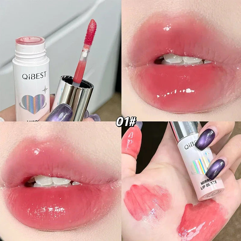 QIBEST Moisturizing Plump Lips Mirror Effect Lip Color Non Greasy Texture Lipgloss Pigment Not Easy To Stick Lightly Lip Glaze Peaceful Pleasures Health and Wellness 01