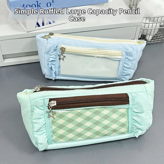 Trendy Large Capacity Pencil Case Cute Sweet Makeup Bag Simple DIY Ita Bag Zipper Stationery Pouch Kids Gift Peaceful Pleasures Health and Wellness