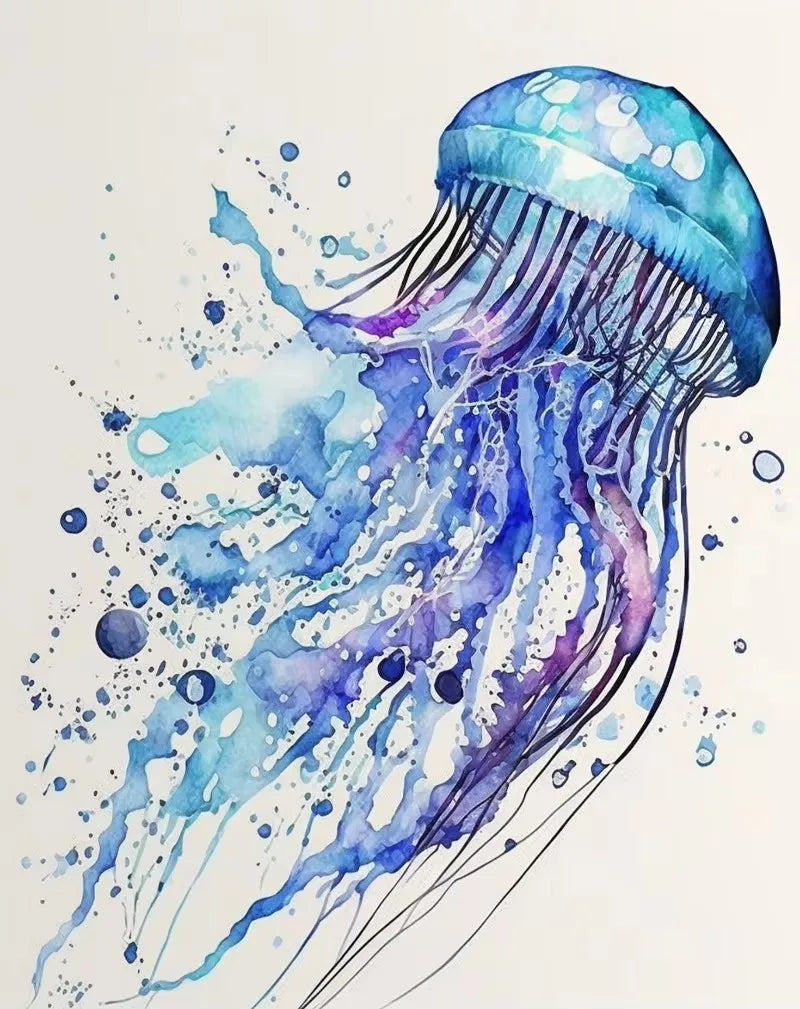 Deep Sea Watercolor Canvas Print – Ocean Creatures Wall Art