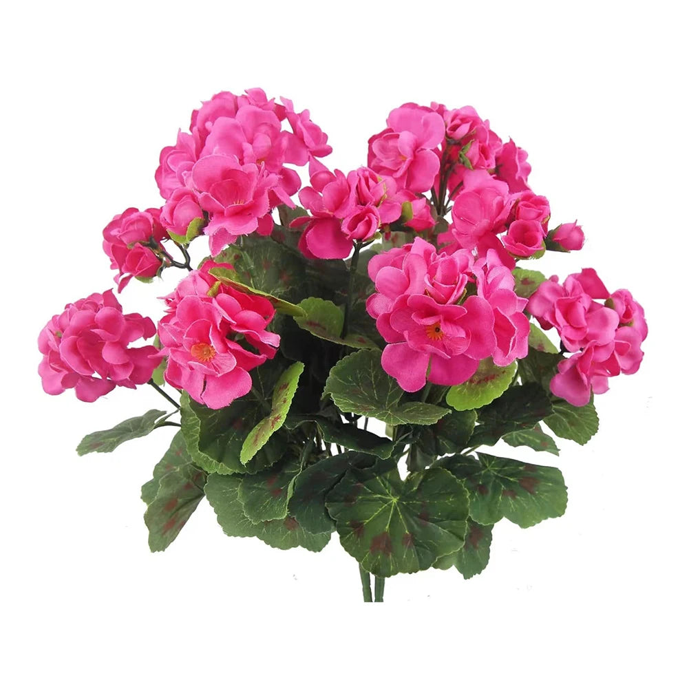 2Pcs Artificial Geraniums Faux Flower Bush – Indoor & Outdoor