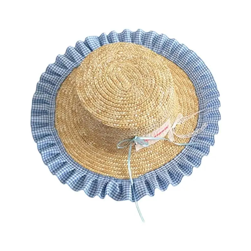 Kids Wide Brim Straw Sun Hat | Bowknot | Adjustable Summer