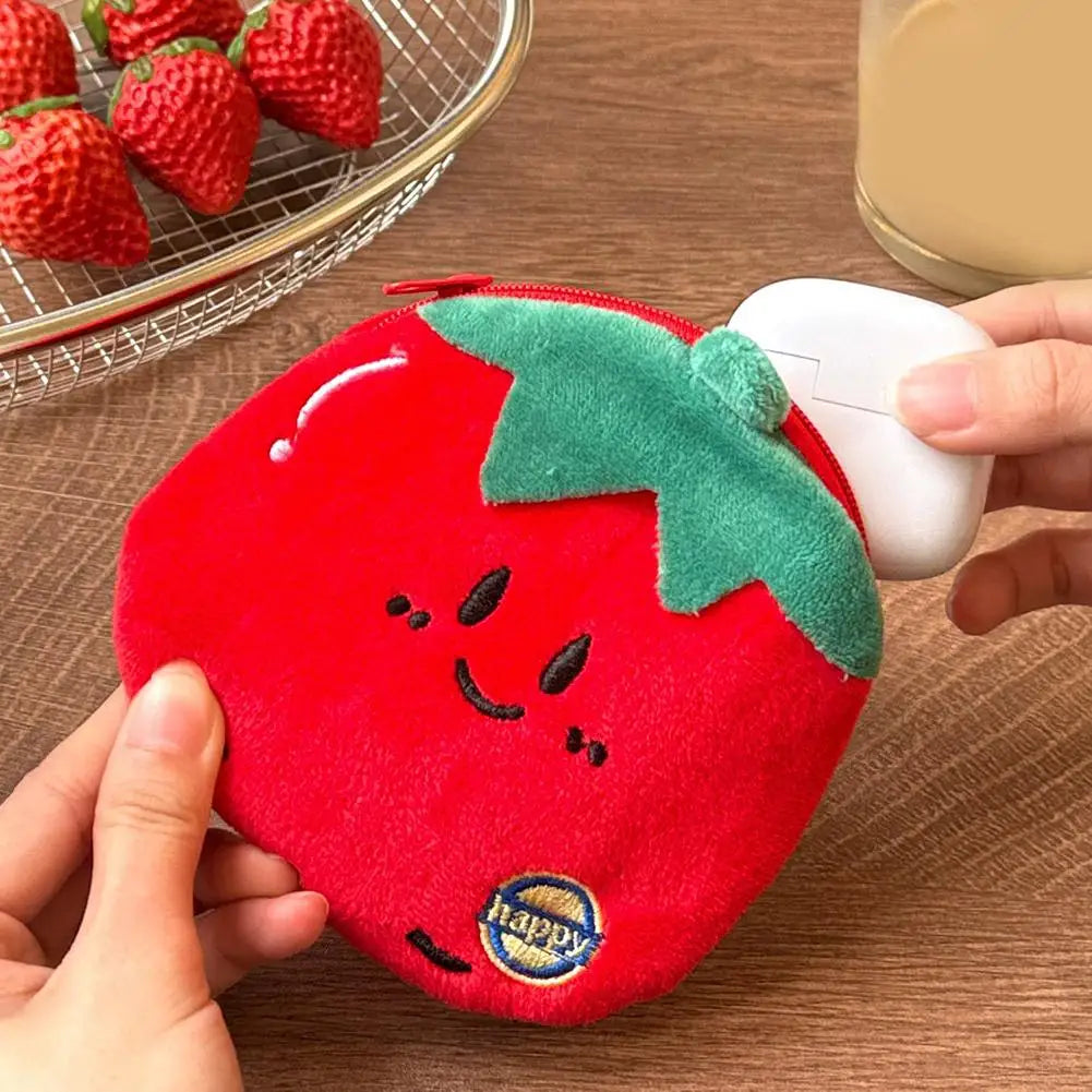 Strawberry Plush Coin Purse Keychain Mini Pouch Bag Charm