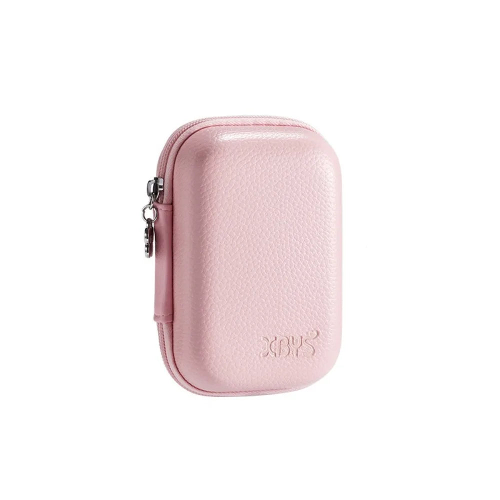PU Leather Digital Camera Case Hard Shell Shockproof Cameras Storage Holder Earphone Data Waterproof Camera Carrying Bag SD Card Peaceful Pleasures Health and Wellness Pink