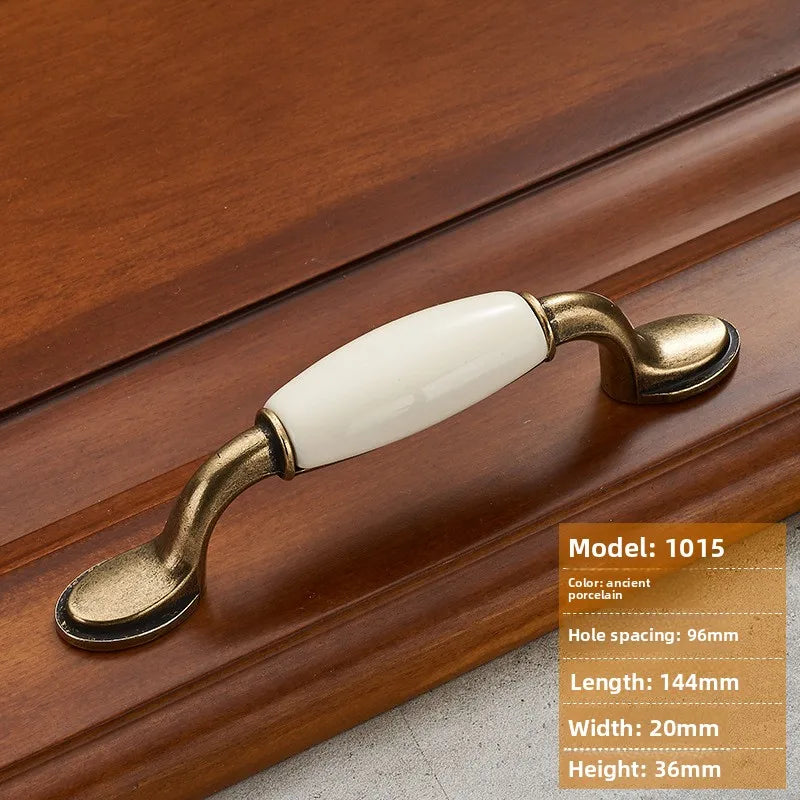Antique Bronze Morning Glory Cabinet Knobs | Ceramic & Zinc Alloy