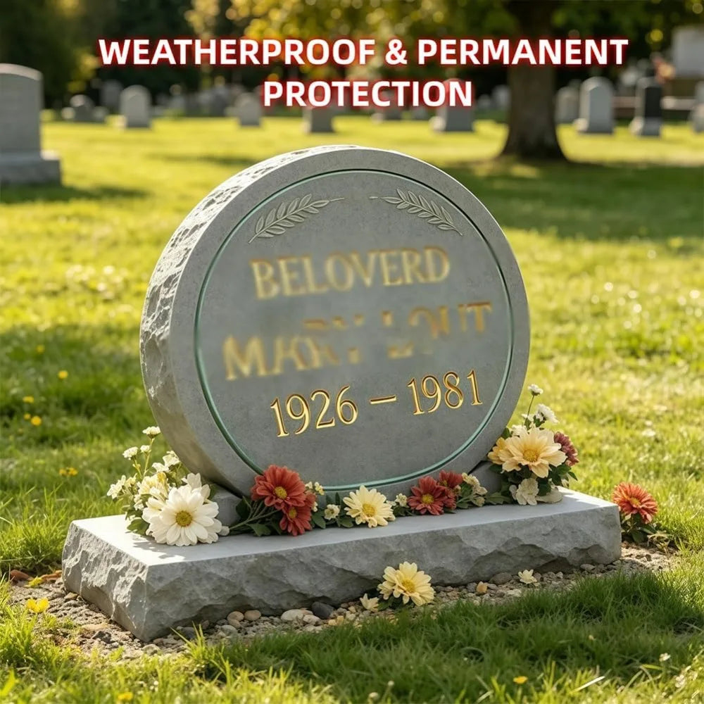 Gold Tombstone Marker Pen 10ml with Detail Brush, Waterproof Paint Pen for Restoring Faded Grave Inscriptions on Granite Peaceful Pleasures Health and Wellness