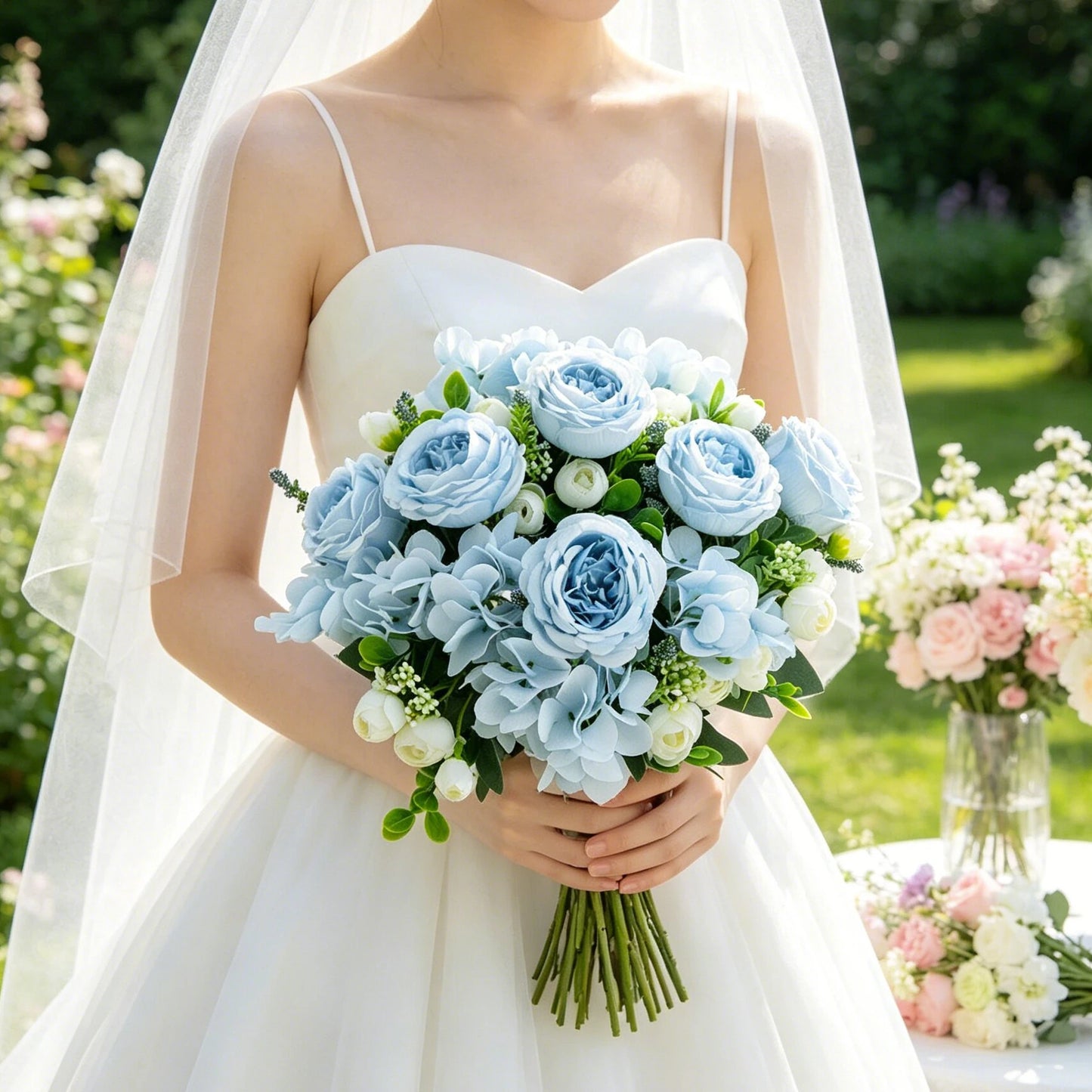 Artificial Silk Peony & Hydrangea Bouquet – Wedding Home Decor