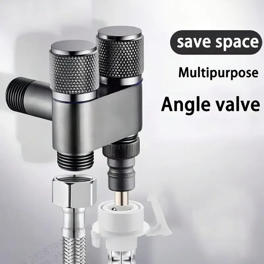 Stainless Steel Toilet Angle Valve | 1 Inlet 2 Outlet Water Tap Toilet Angle Valve Peaceful Pleasures Health and Wellness Default Title