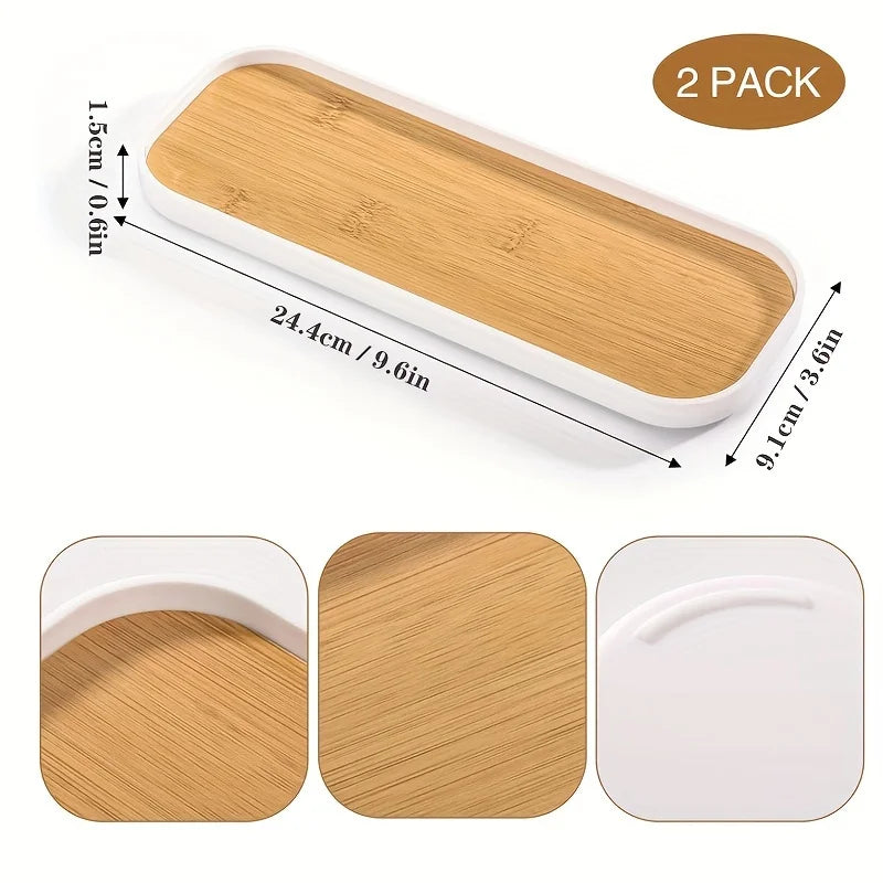Small Bathroom Vanity Tray for Countertop – Decorative Plastic Tray for Makeup, Perfume, Jewelry, Soap & Candles