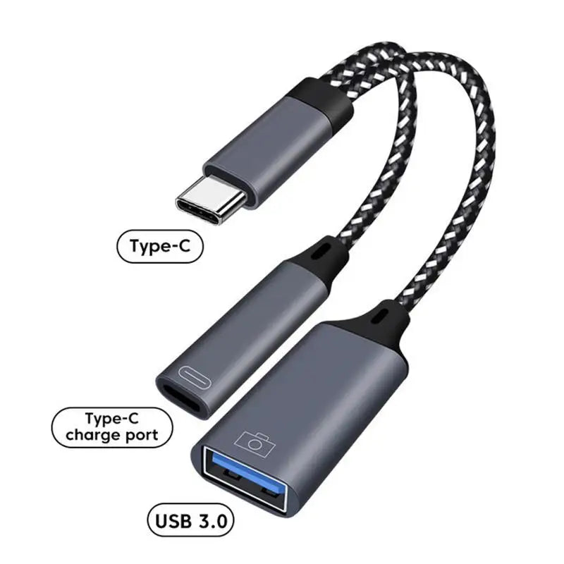2 in 1 Type C to USB A Adapter With PD Charging Port USB C OTG Cable Phone Adapter for Samsung Huawei Xiaomi Phone Laptop Tablet Peaceful Pleasures Health and Wellness