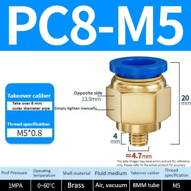 Copper Pneumatic Quick Connect Fittings 1/8"–1/2" Thread