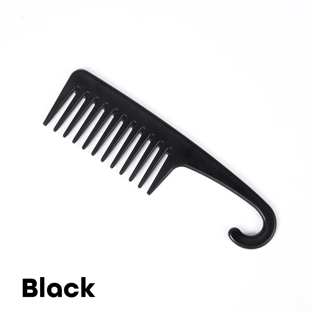 Large Wide Tooth Combs Of Hook Handle Detangling Reduce Hair Loss Comb Pro Hairdress Salon Dyeing Styling Brush Tools Household Peaceful Pleasures Health and Wellness Black