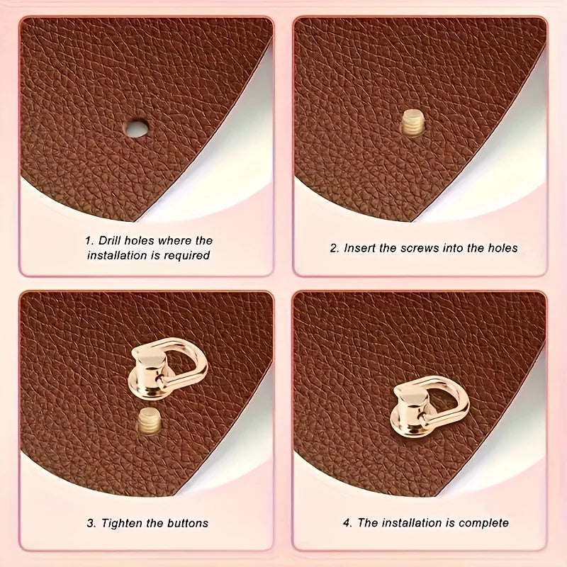 D Rings Rivets Leather Purse Stud Screw Metal Ring Studs Wallet Strap