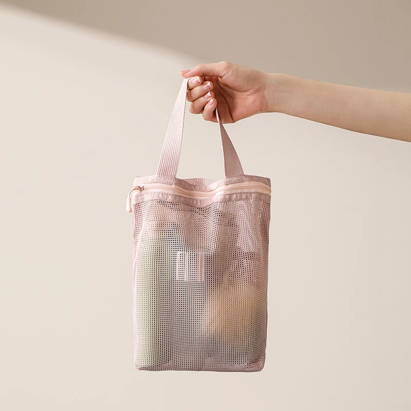 Large Mesh Toiletry Bag with Handle | Travel Makeup Organizer