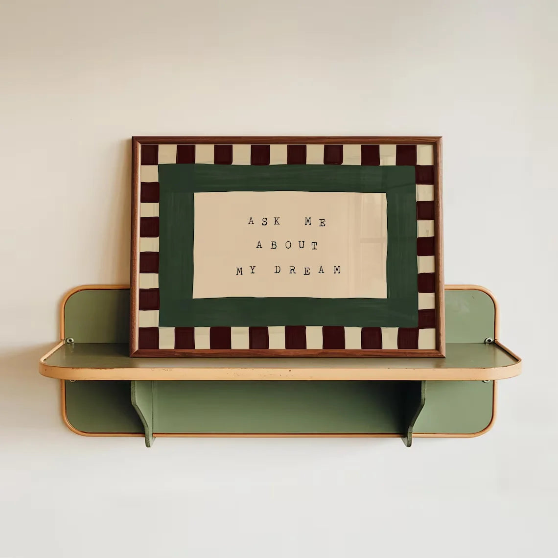 Retro Checkered Bedroom Canvas Wall Art | Mid-Century Print