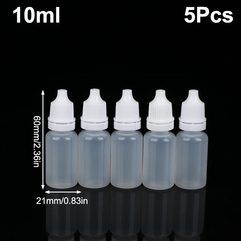5Pcs 3/5/10/15/20/30/50/100ml Empty Plastic Dropper Bottle Paint Beauty Oil Ink Squeezable Refillable Bottle Cosmetics Storage Peaceful Pleasures Health and Wellness 10ml
