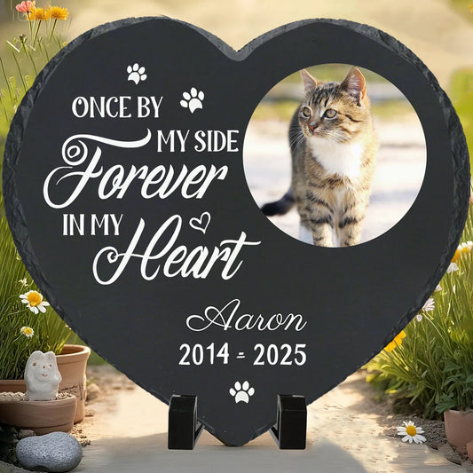 Personalized Pet Memorial Stone,Custom Cat Grave Marke Plaque With Photo&Name,Garden Slate Tombstone Pet Loss Remembrance Gift Peaceful Pleasures Health and Wellness