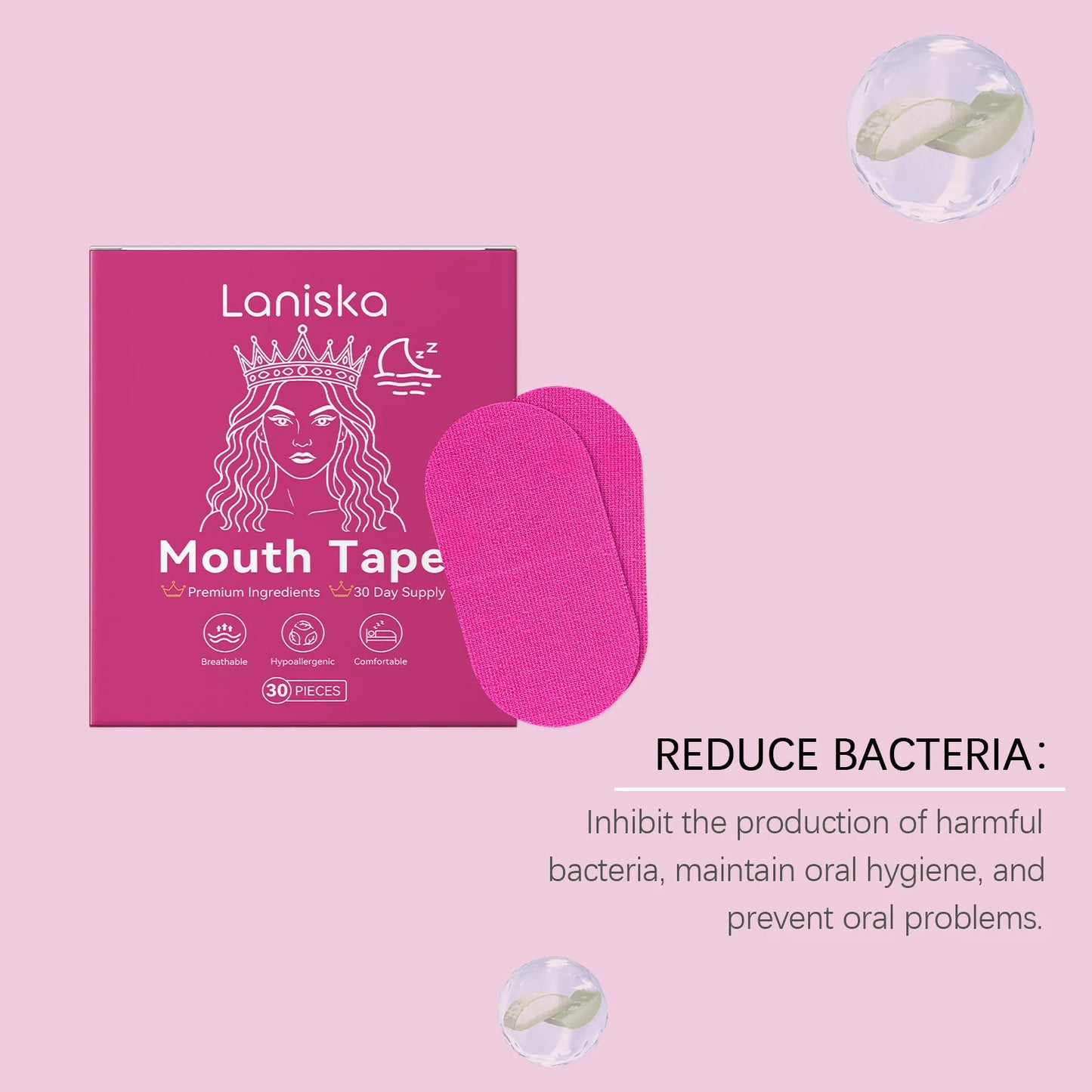 Laniska Lavender Sleep Mouth Tape – Nasal Breathing Patch 30pcs