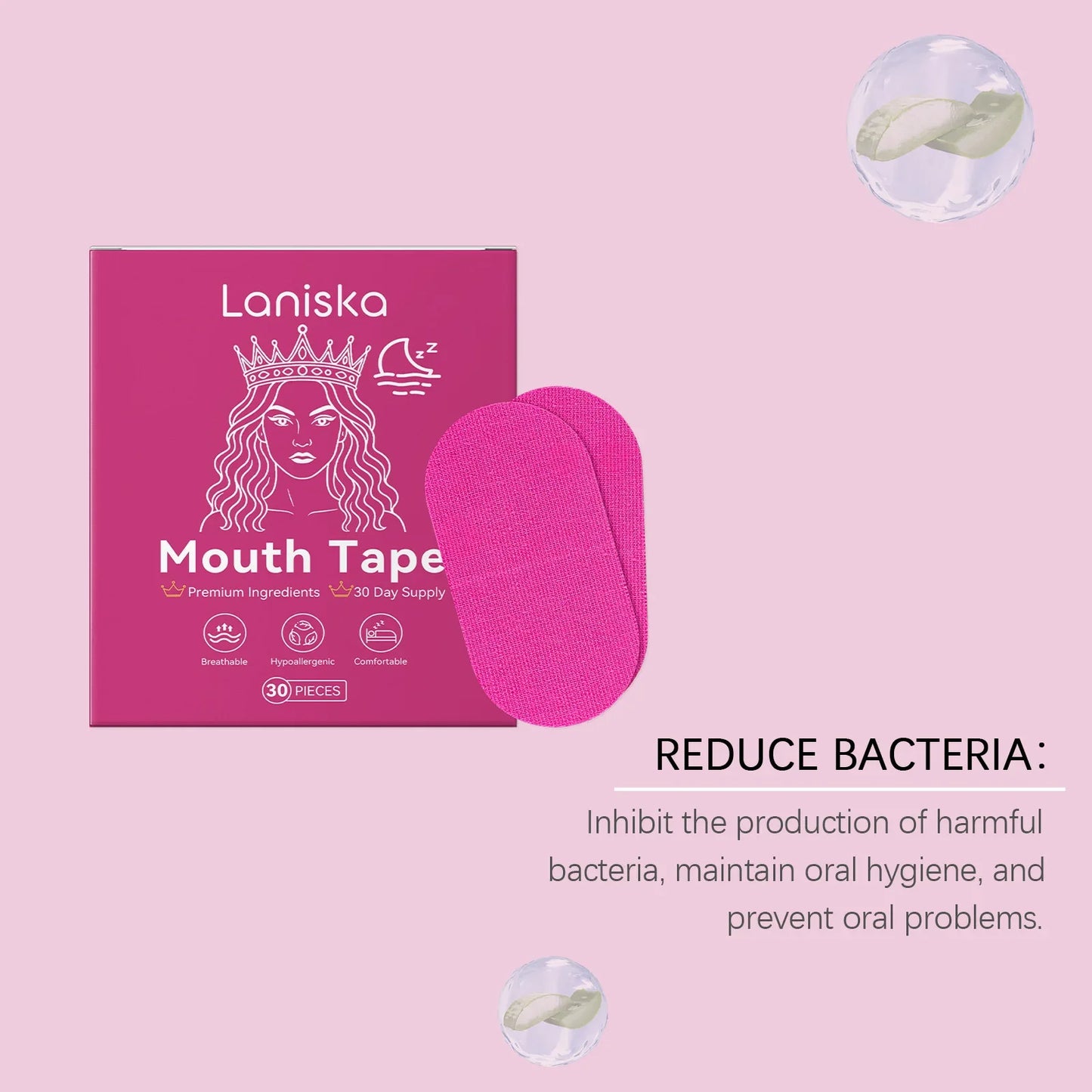 Laniska Lavender Sleep Mouth Tape – Nose Breathing Patch 30pcs