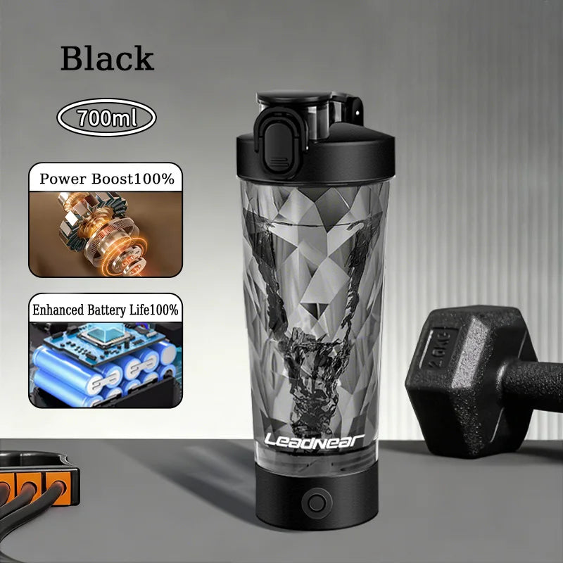 Portable Blenders Cup 700ml Rechargeable Electric Mixing Cup Protein Powder Shaker Cup for Sports Travel Home Milk Coffee Mixer Peaceful Pleasures Health and Wellness Black 700ml
