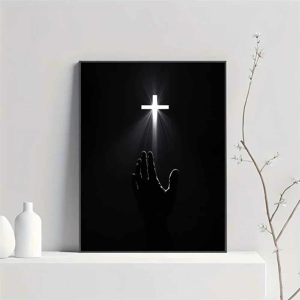 1pc frameless Son of God Jesus Cross Holy Light Wall Art, HD Canvas Print Poster, Suitable for Home, Living Room, Room Decoratio Peaceful Pleasures Health and Wellness z1 40x60cm Unframed