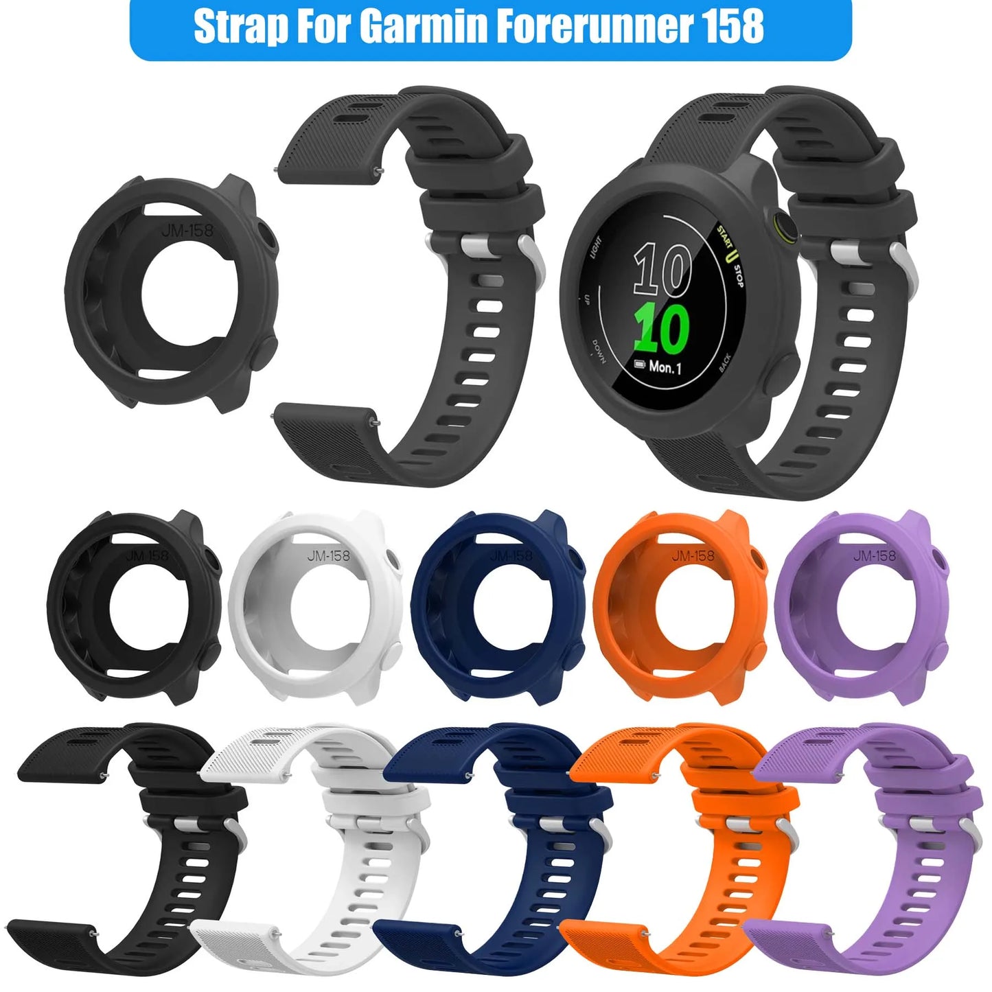 Silicone Strap For Garmin Forerunner 158 55 Replacement Watch Band + Protective Case Shell Peaceful Pleasures Health and Wellness