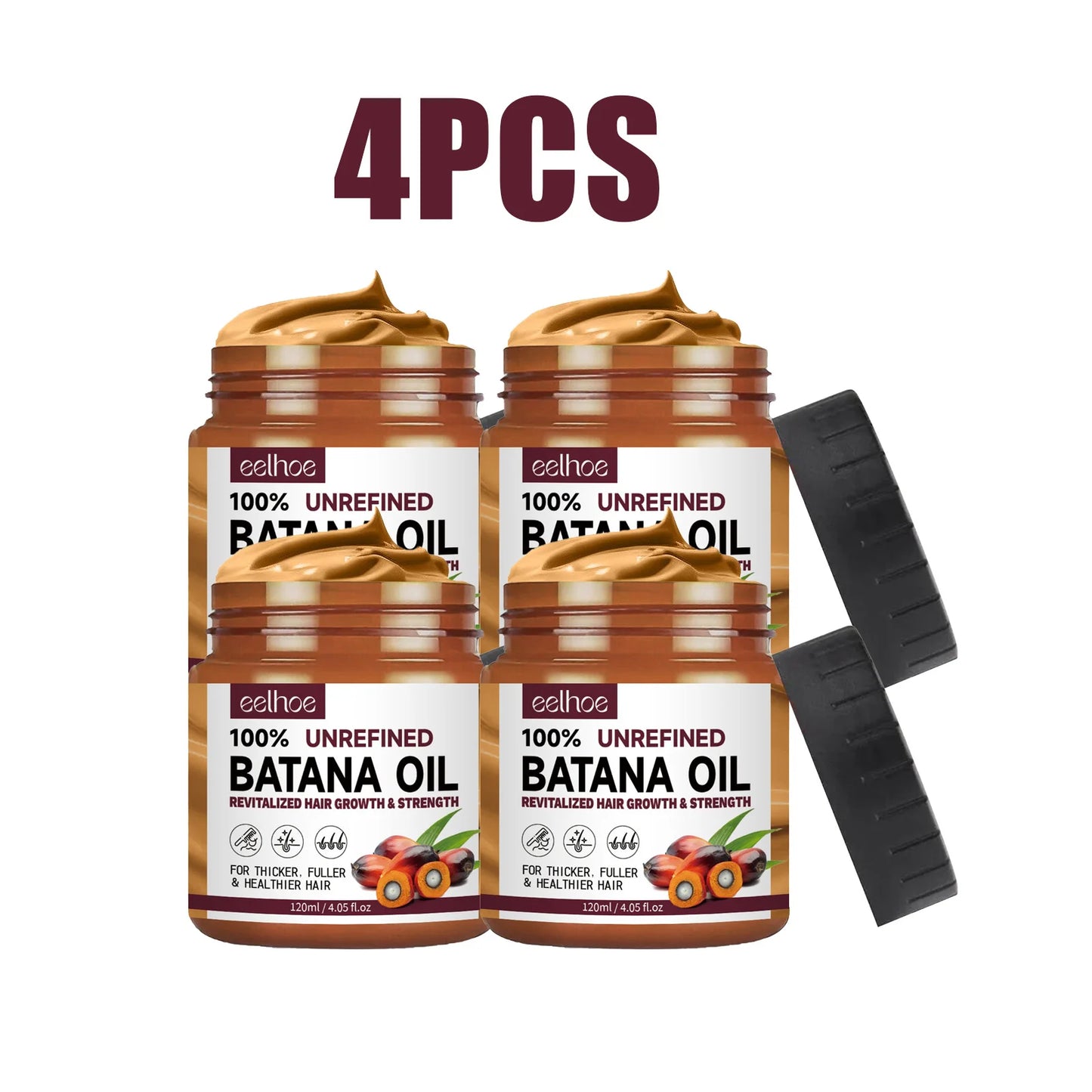 100% Pure Organic Hair Mask Batana Oil Hair Growth Oil Natural Treatment Nourish Reduce Hair Loss Anti-Breakage Hair Conditioner Peaceful Pleasures Health and Wellness 4pcs