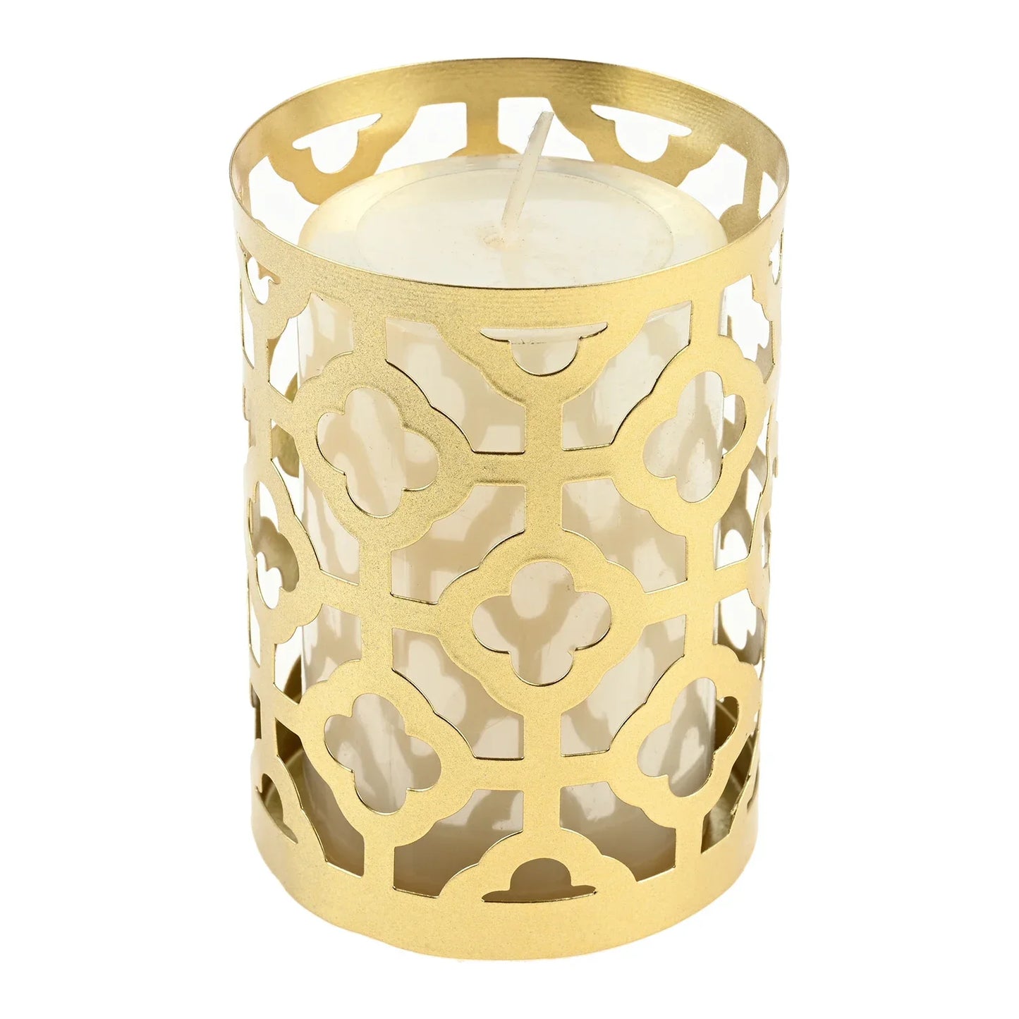 Gold Geometric Hollow Iron Candle Holder | Wedding & Dinner Decor