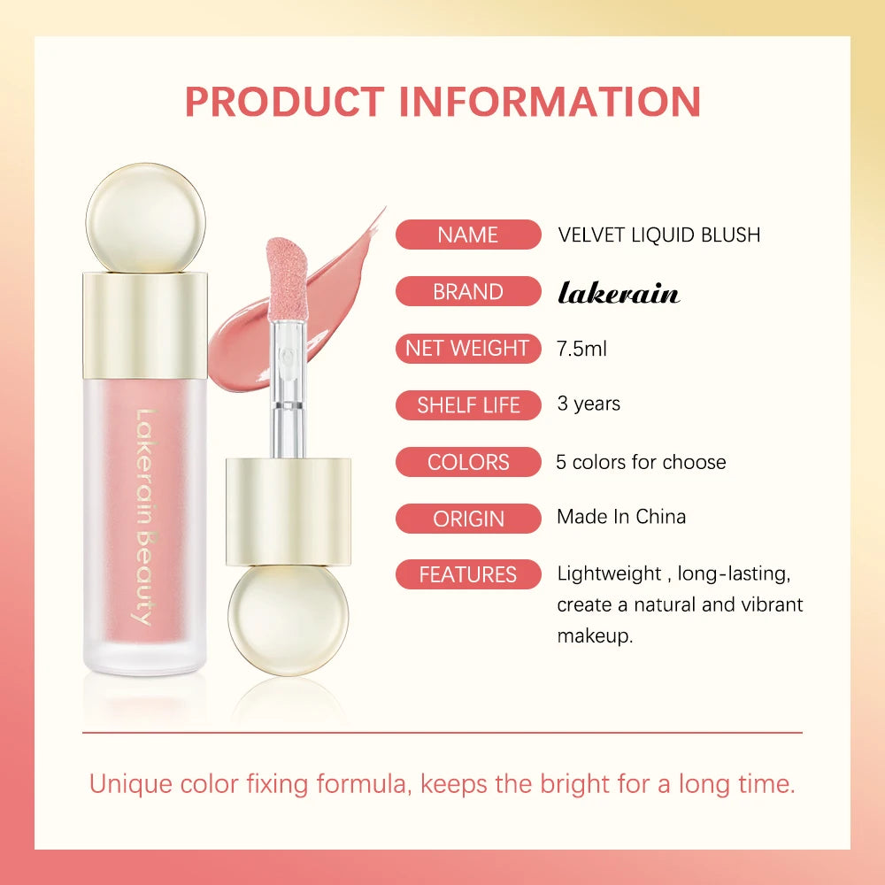 7.5ml Matte Liquid Blush Velvet Blusher Orange Peach Face Pigment Lasting Beauty Natural Cheek Tint Cream Waterproof Blush Peaceful Pleasures Health and Wellness