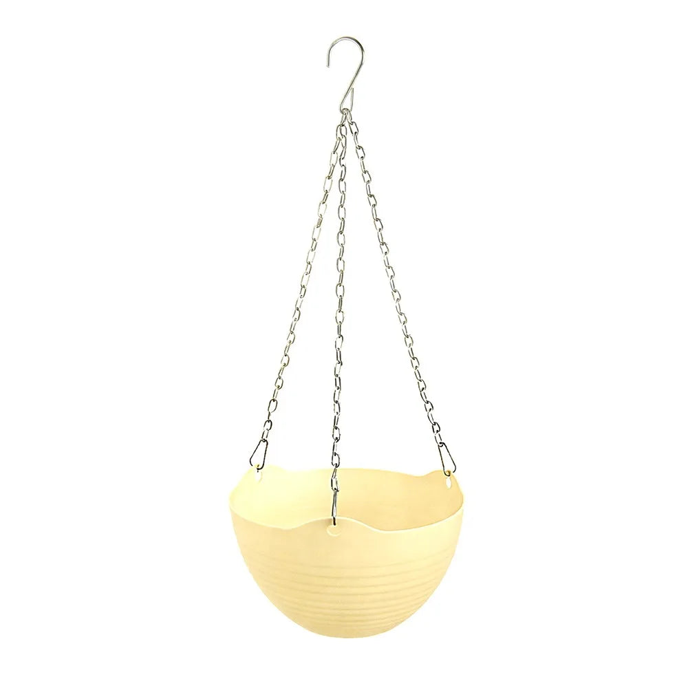Durable Self-absorbing Hanging Basket Plastic Colorful Flower Pot Hanging Flower Pot Home Decor Peaceful Pleasures Health and Wellness Beige
