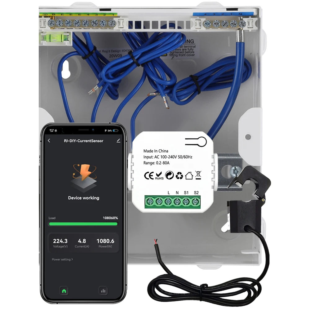 Tuya WiFi/ZigBee Energy Meter 80A Current Transformer Clamp KWh Power Monitor Electricity Monitor with Alexa Google Home Peaceful Pleasures Health and Wellness