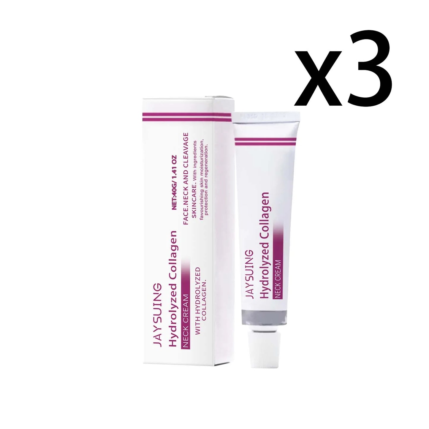 Hydrolyzed Collagen Neck Cream Firming Delaying Aging Increase Skin Elasticity Reduce Fine Lines Moisturizing Neck Care Lotion Peaceful Pleasures Health and Wellness 3x40g 40g