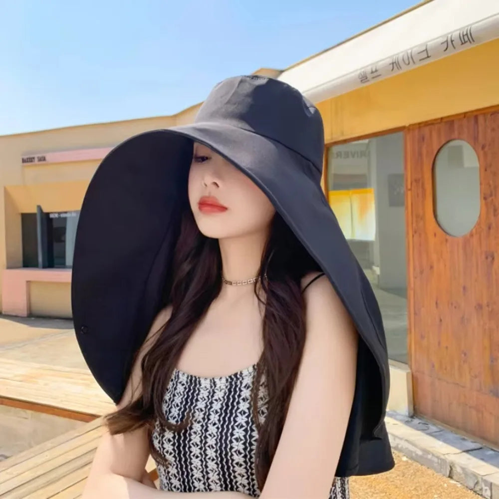 Summer Women's Sun Protection with Neck Cover Sunshade Protection Hat Large Brim Face Covering Hat Face Mask Neck Protection Hat Peaceful Pleasures Health and Wellness