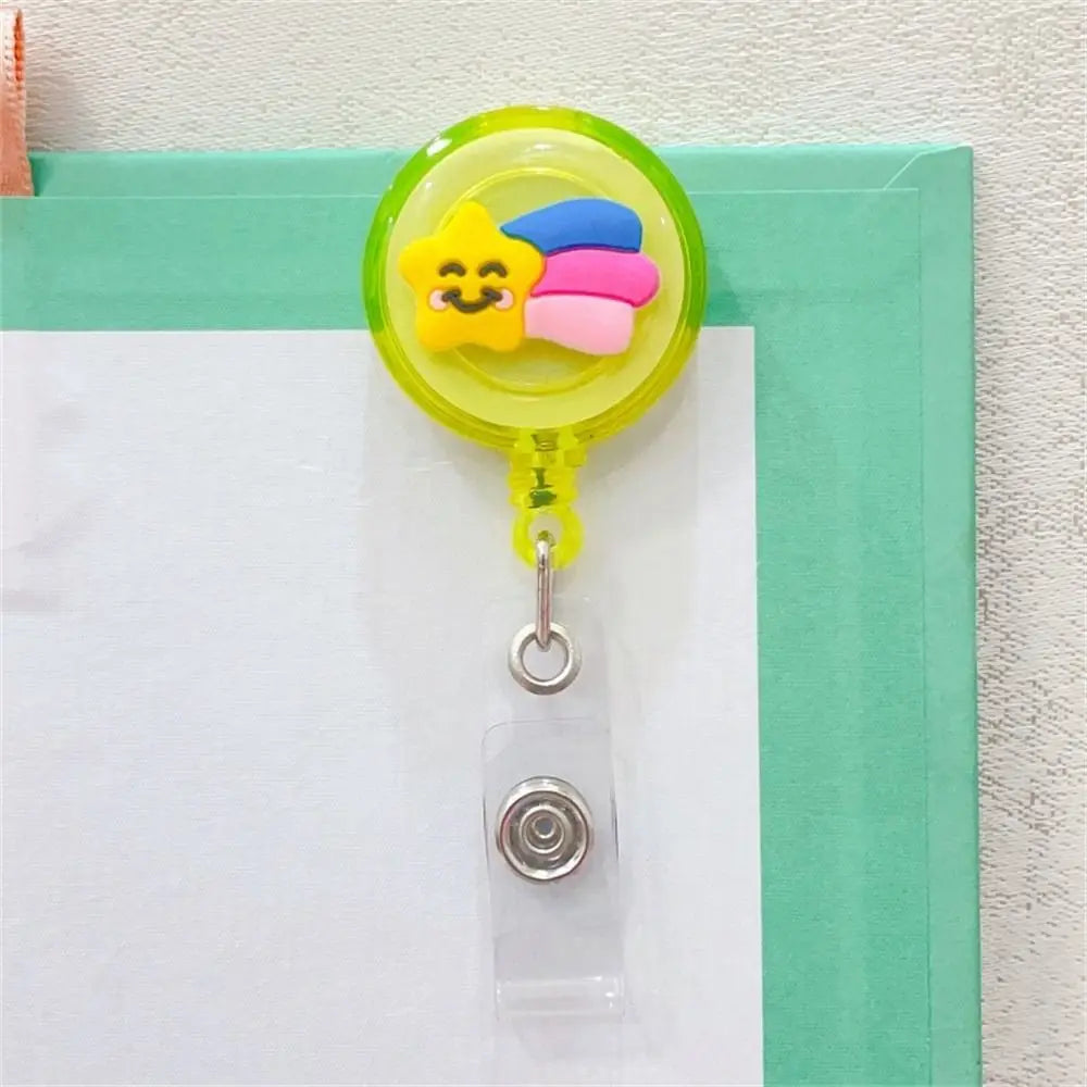 Cute ABS Card Holder Name Tag Nurse Doctor Cartoon ID Card Clips Retractable Badge Reel Badge Holder Name Card Holder Peaceful Pleasures Health and Wellness 07