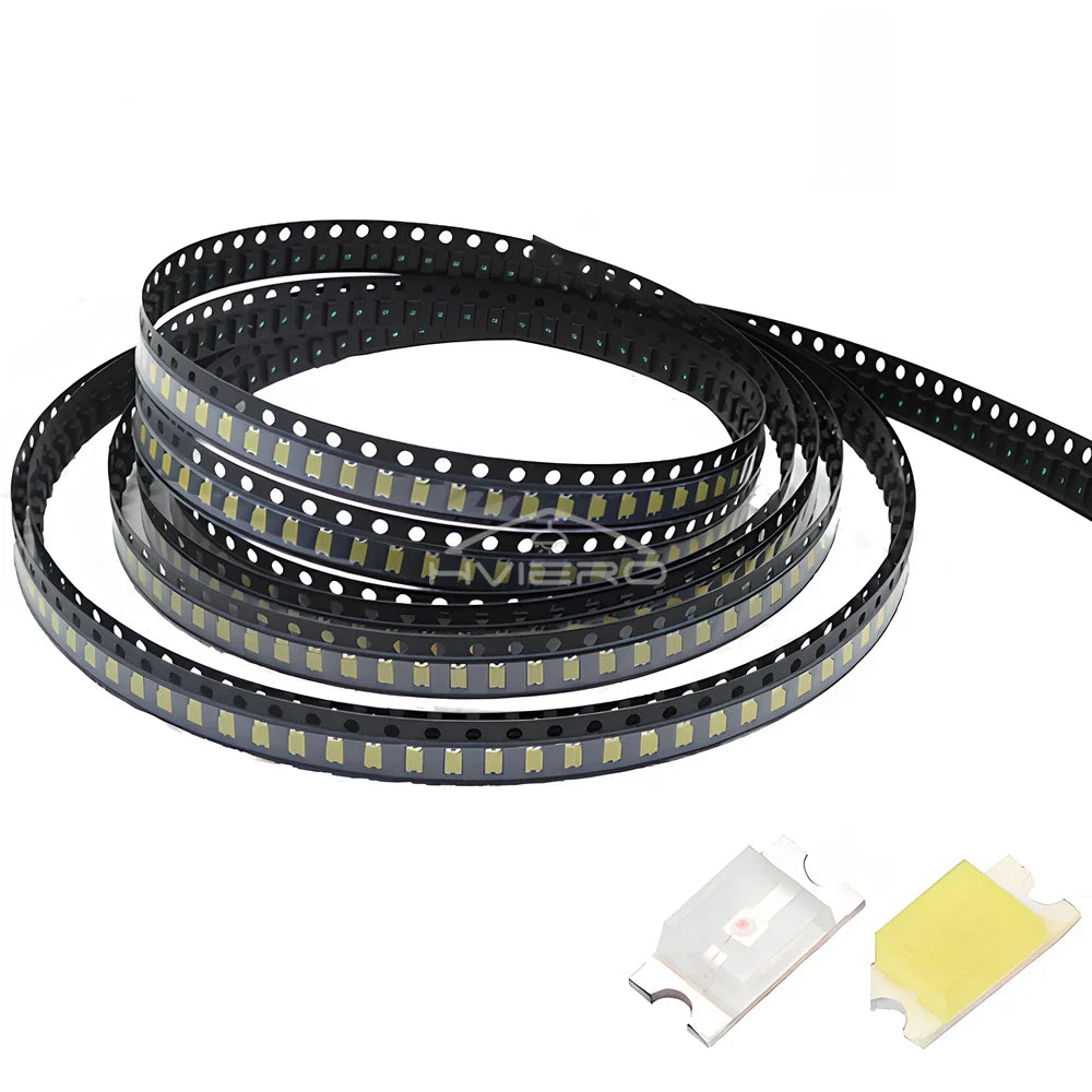 100pcs 1206 SMD LED Chip Beads – 9 Colors, Super Bright DIY
