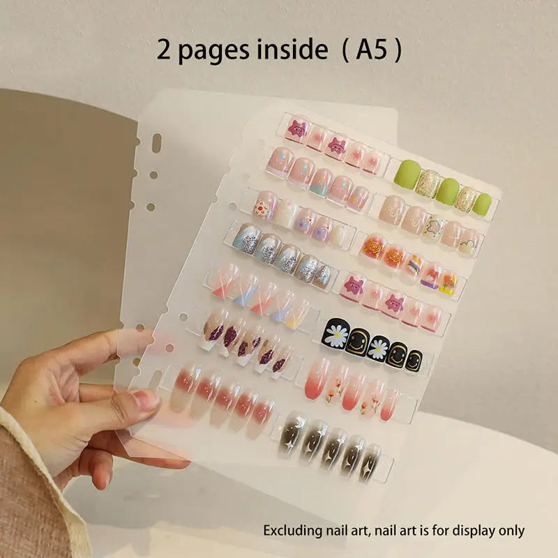Loose Leaf Nail Art Piece Display Book A4/A5/A6 Inner Page Press On Nail Storage Album Manicure Color Chart Organizer Peaceful Pleasures Health and Wellness A5 Inner Page