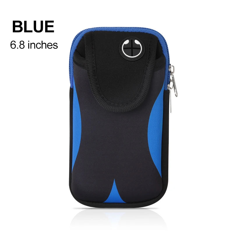 Mobile Phone Armband For Jogging iPhone 14 Pro Case iPhone15 Case For 13 iphone Hand Bag Wrist Holder Diving Material Sports bag Peaceful Pleasures Health and Wellness Blue(6.8 inch)